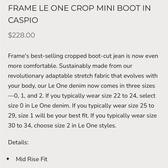 Frame Denim Womens 25-29 Le One Crop Mini Boot Mid Rise Stretchy Bootcut Denim - Picture 10 of 11